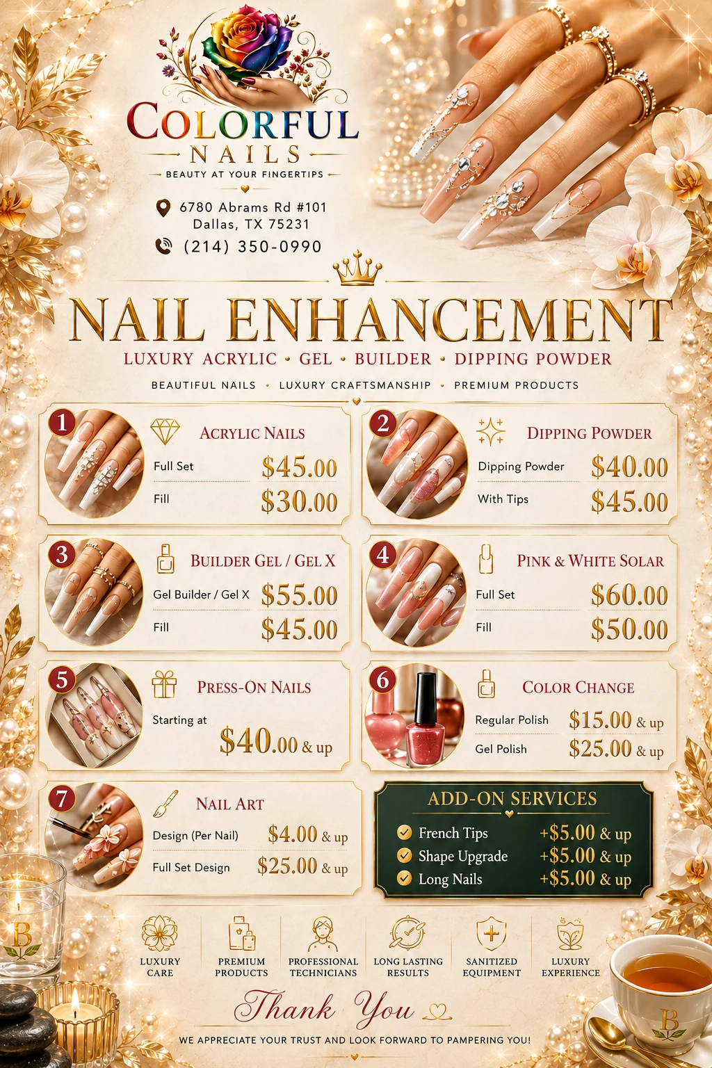 Nail enhancement menu