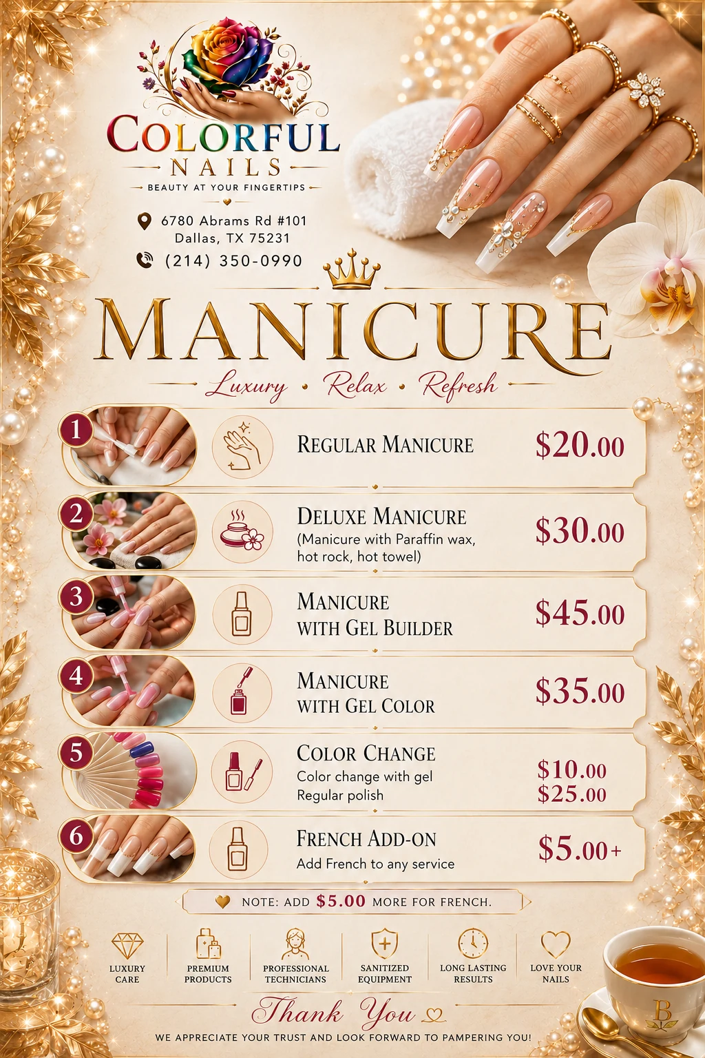 Manicure menu