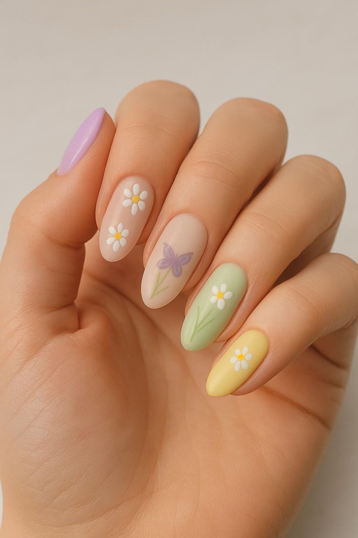 Pastel floral nail art